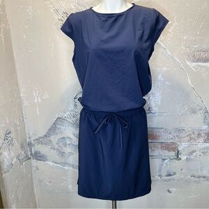 Albion M Going Places dress cap sleeve elastic waist slate blue dress athleisure